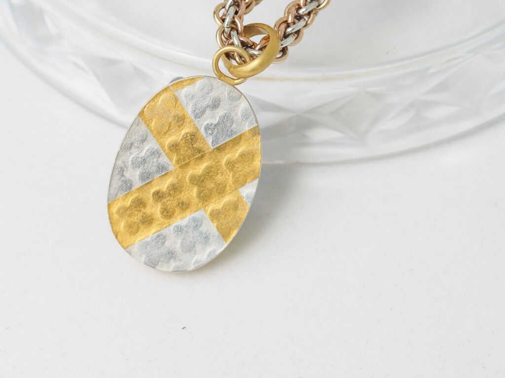 Blue Chalcedony Pendant with Gold