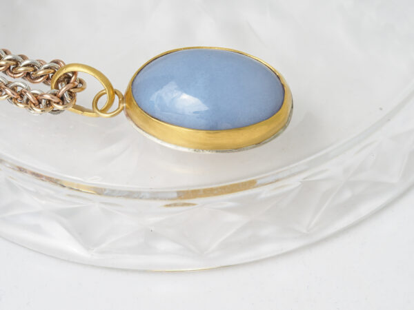 Blue Chalcedony Pendant side close up