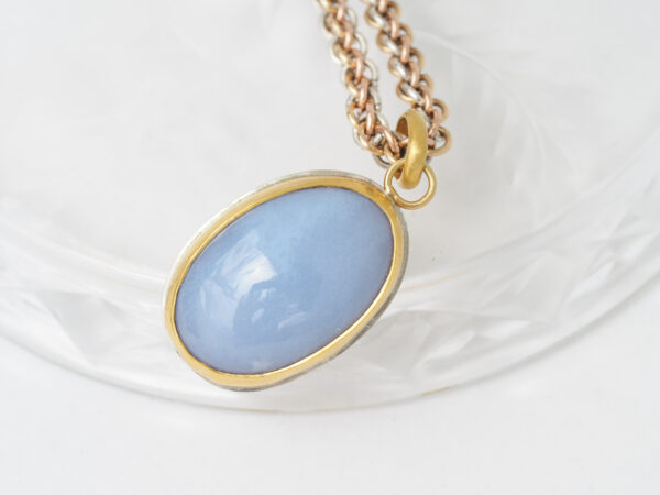 Blue Gemstone Pendant 22k gold bail