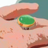 Chrysoprase Ring on Hand Art