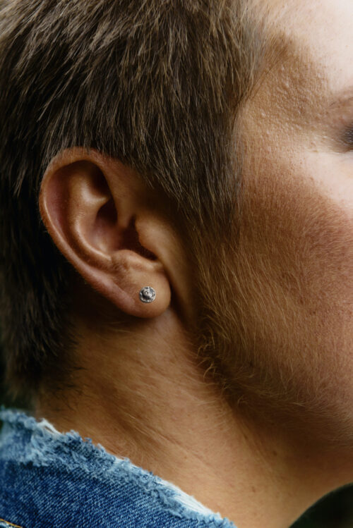 Diamond Stud Earring on Model