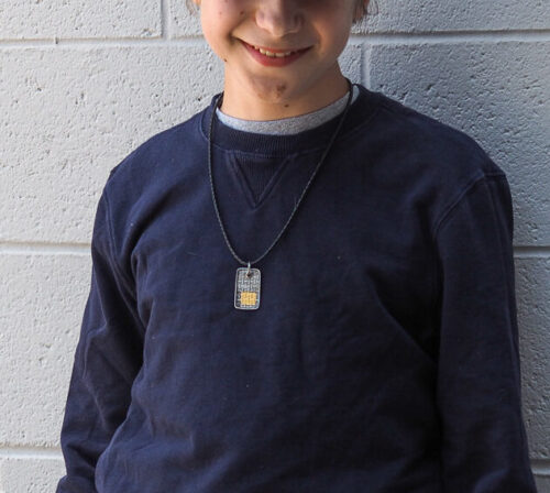 Gold Block Dog Tag Pendant