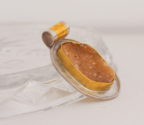 Gold Druzy Pendant Side