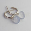 Silver Hoop Earrings with Blue Stone Charms