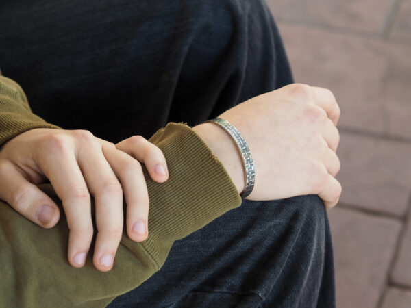 Silver Cuff Bracelet on Model