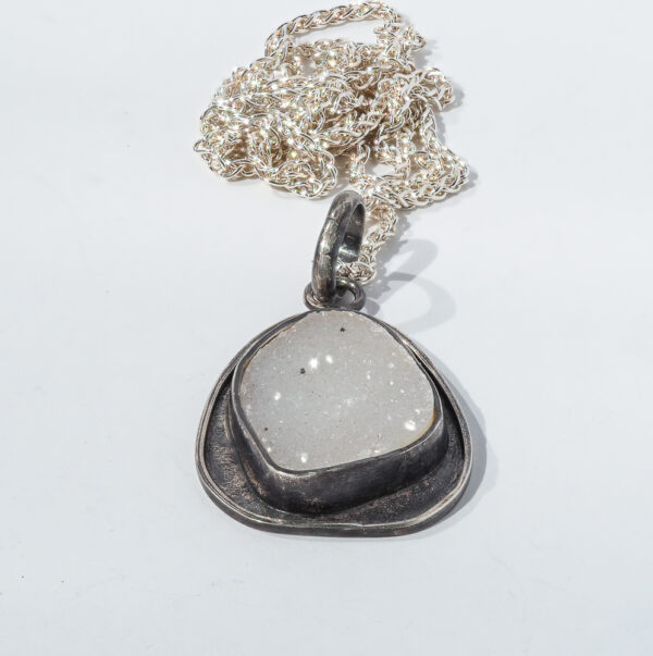 White Druzy Pendant Silver Druzy Pendant