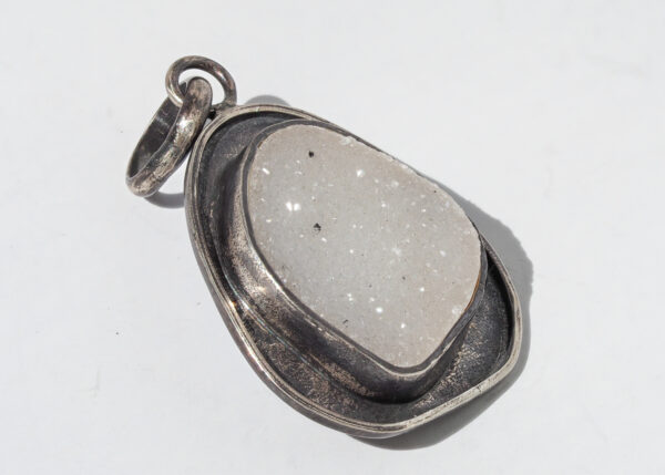 White Druzy Pendant Close Up White Druzy Pendant Close Up
