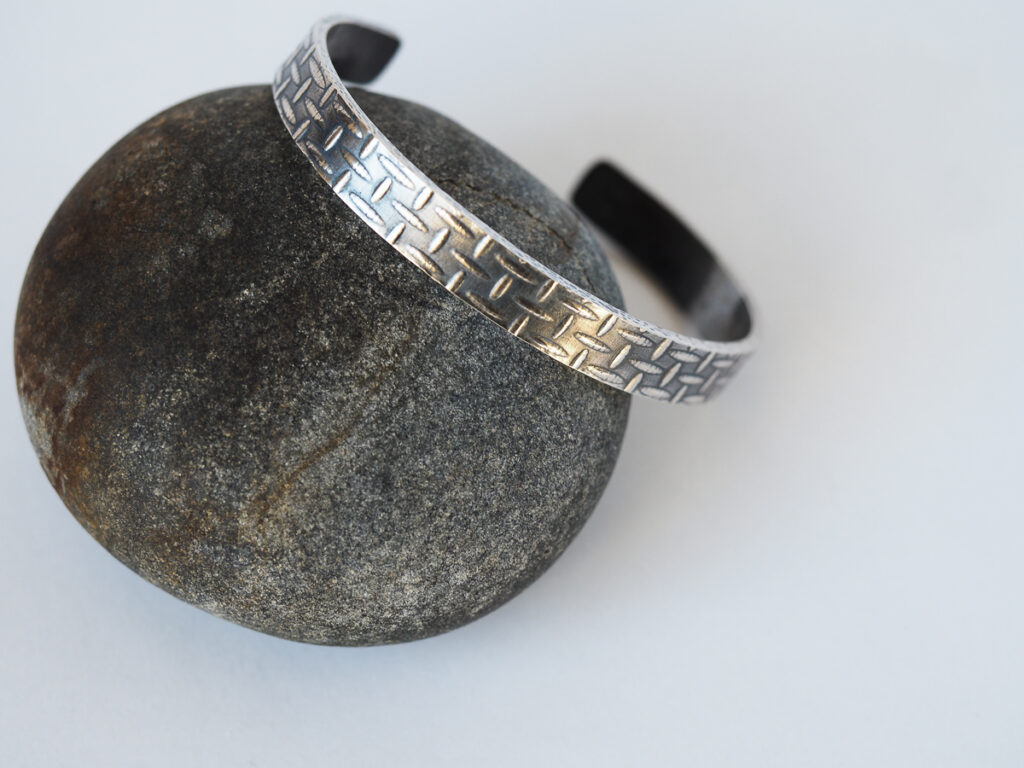 Silver Cuff Bracelet with texture