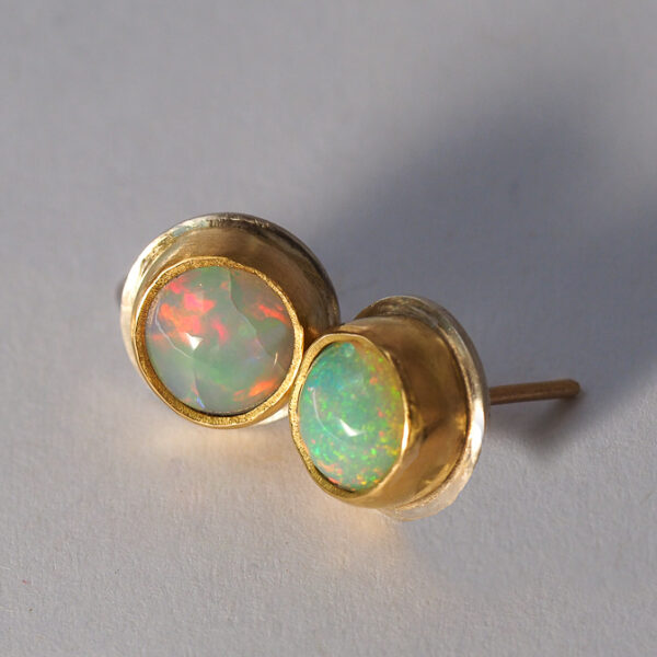 Moon On Fire Opal Earrings