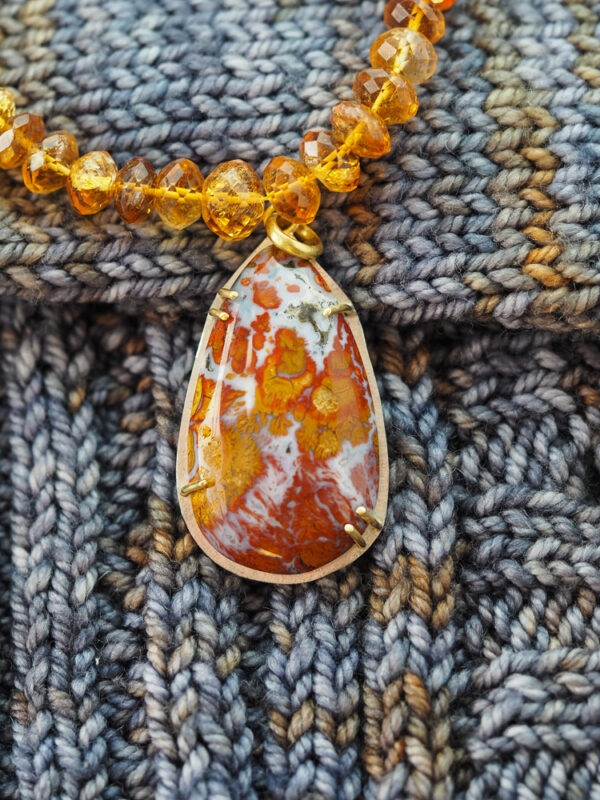 Queen Wingate Pendant-2 Queen Wingate Agate pendant on sweater