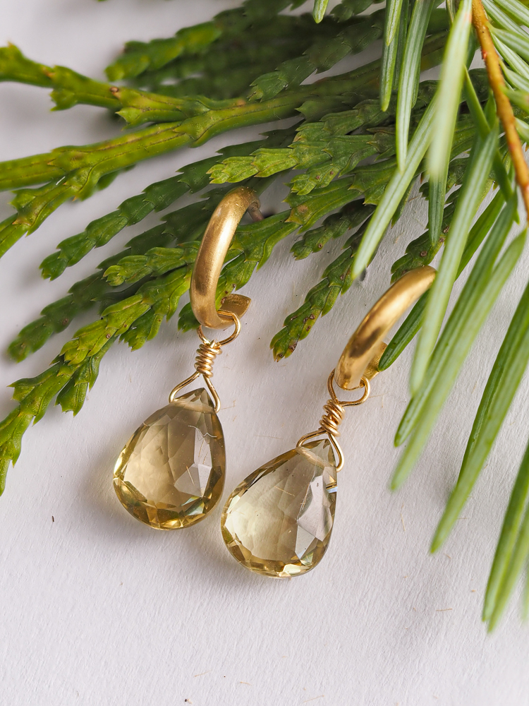 Olive Quartz Earring Drops