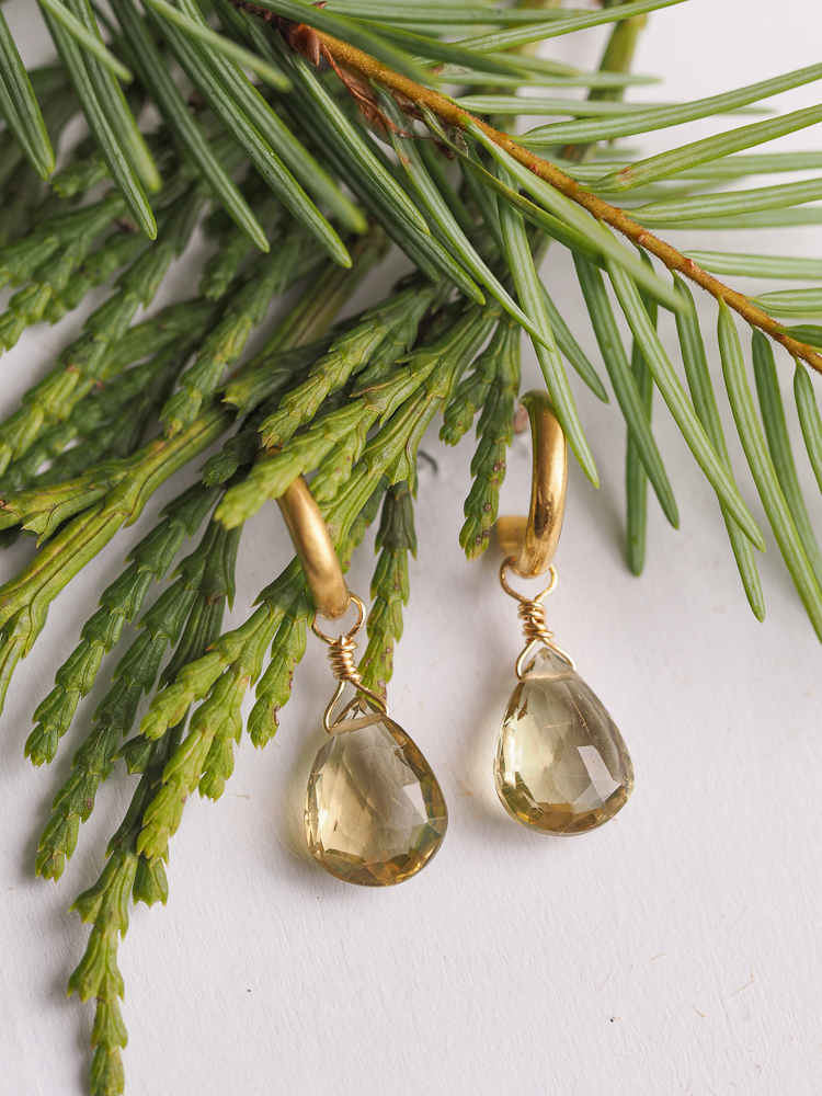 Olive Quartz Earring Drops