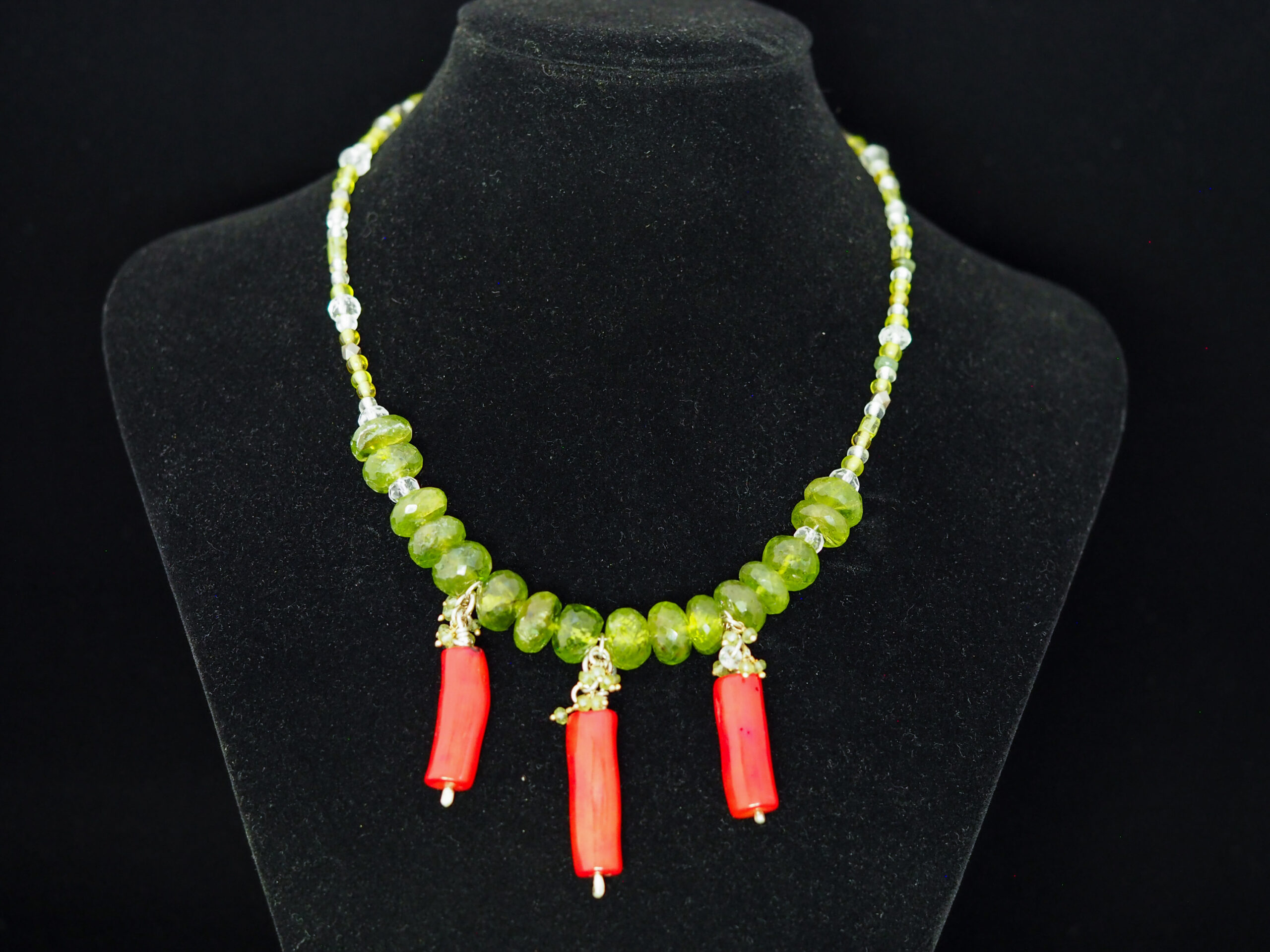 Peridot and Coral Necklace