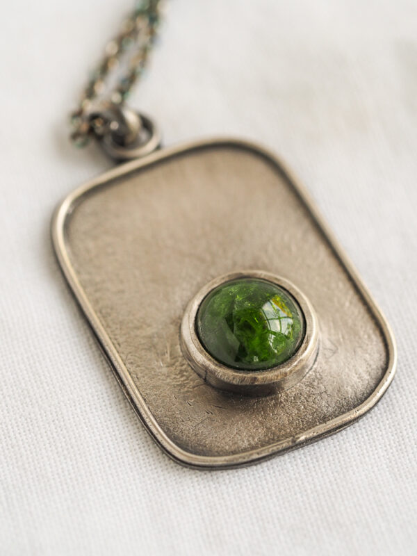 Rectangular Pendant necklace with gemstone