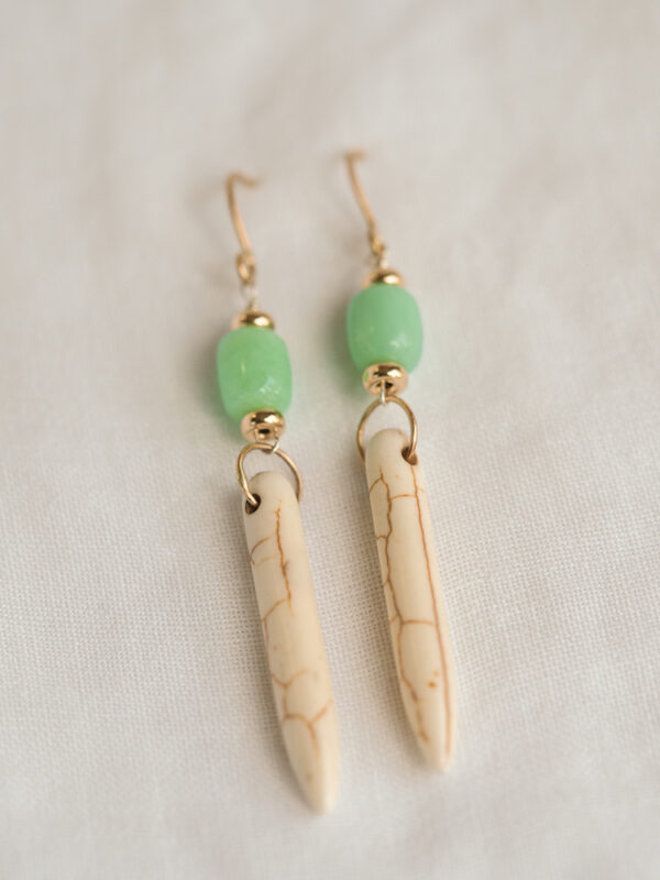 Chrysoprase and Howlite 14k Gold Earrings-4 'Green Goddess' 14k Gold Gemstone Dangle Earrings