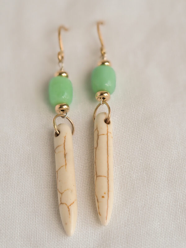 'Green Goddess' Chrysoprase and Howlite 14k Gold Earrings-5 14k Gold Dangle Earrings with gemstones