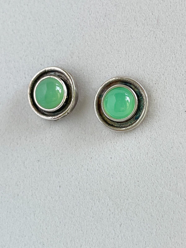 'Green Goddess' Gemstone Stud Earrings in Green Chrysoprase