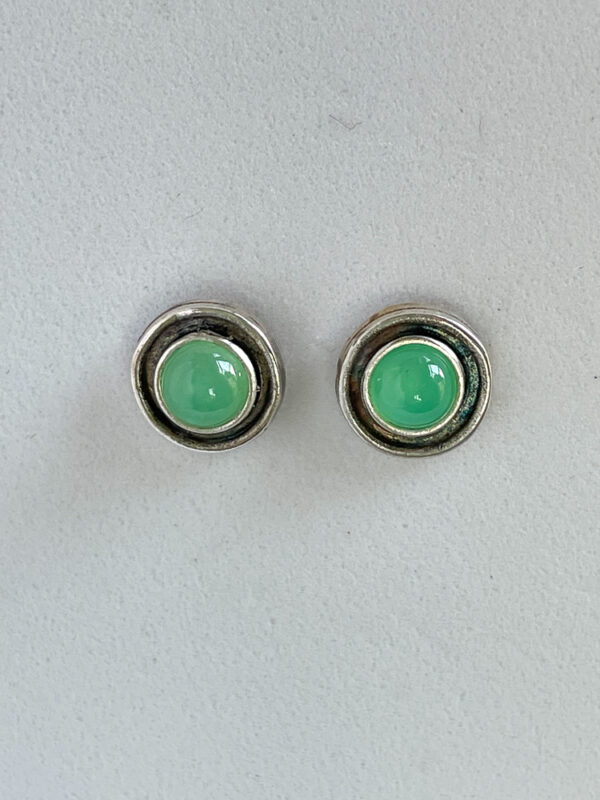 'Green Goddess' Gemstone Stud Earrings in Green Chrysoprase