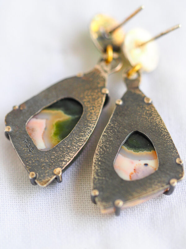 Ocean Jasper Dangle Peridot Earrings-8 'Ocean Song' Peridot Earrings With Ocean Jasper Dangles