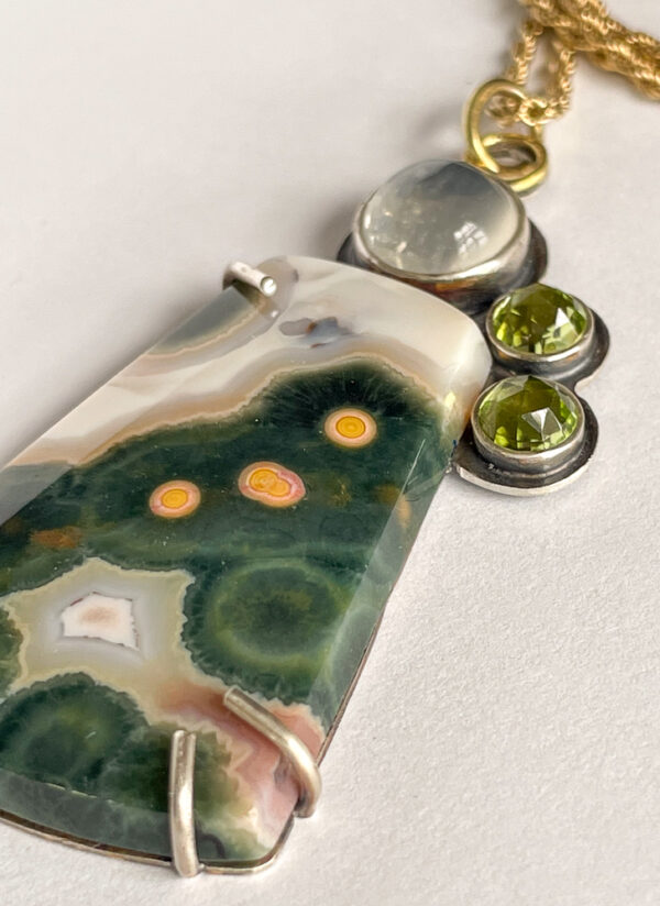 'Ocean Song' Moonstone, Ocean Jasper and Peridot Necklace