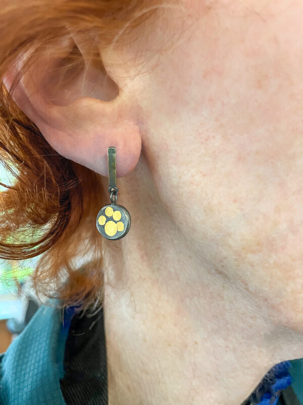 Gold Beachballs Earrings on Model 'Beach Balls' Drop Earrings