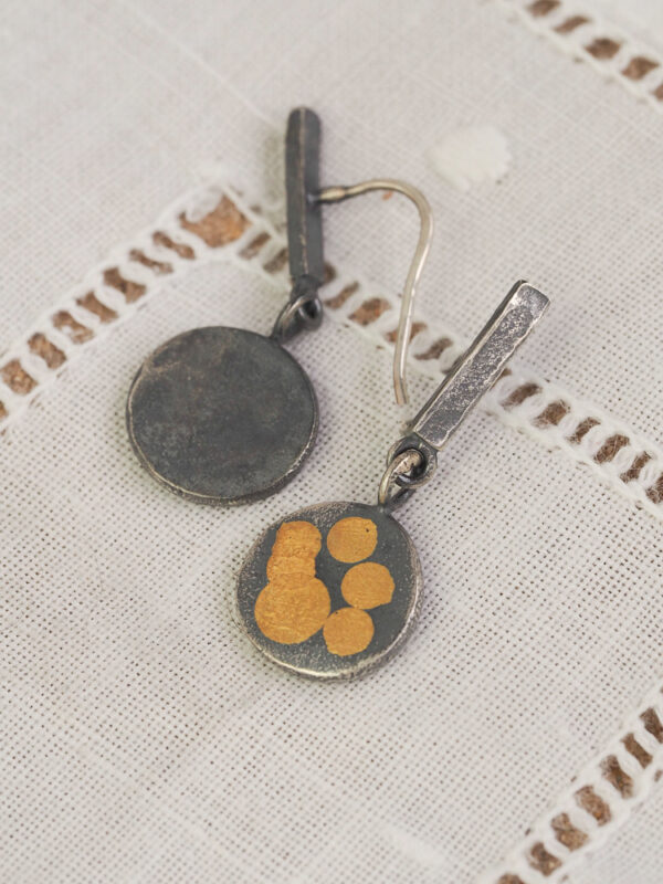 Gold Beachballs Earrings Side_ Silver Drop Earrings Side View