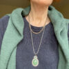 S2C005 Chrysoprase Pendant w Model 'Green Goddess' Opal and Gemstone Pendant Necklace