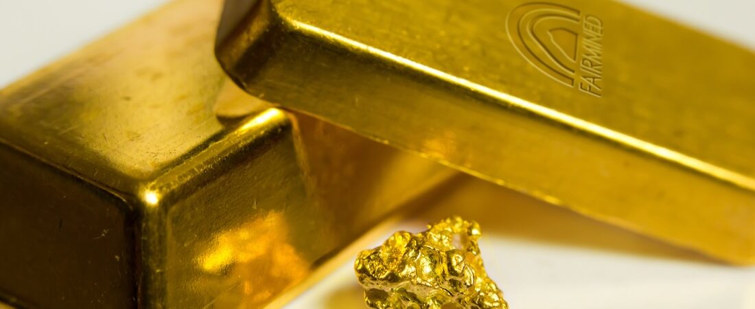 Two bars gold bearing the Fairmined logo stamped on them