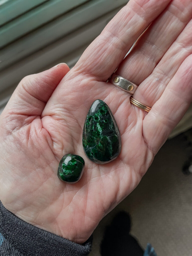Deep green cabochons