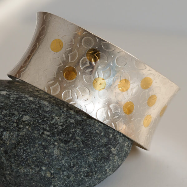 SC014 Wide Golden Glory Cuff 1x1 web-2 Wide Golden Confetti Cuff Bracelet